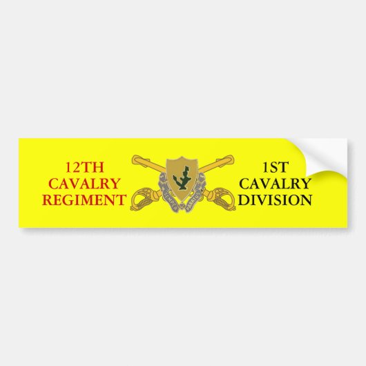 12E CAVALRY REGT 1ST CAV DIV BUMPERSTICKER (Voorkant)