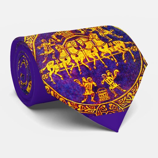 12e eeuw middeleeuwse hoorn en soldaten print stropdas (Opgerold)