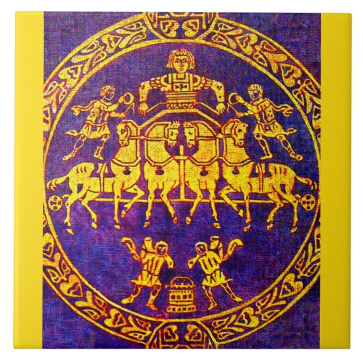 12e eeuw middeleeuwse orkaan en soldaten tegeltje (Voorkant)