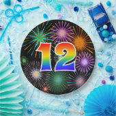 12e Evenement - Leuk, Kleurrijk, Vet, Regenboog 12 Papieren Bordje (Feest)