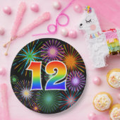 12e Evenement - Leuk, Kleurrijk, Vet, Regenboog 12 Papieren Bordje (Feest)