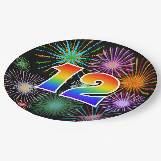 12e Evenement - Leuk, Kleurrijk, Vet, Regenboog 12 Papieren Bordje (Gekanteld)