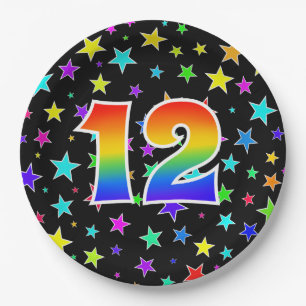 12e evenement: Vet, vun, kleurrijke regenboog 12 Papieren Bordje