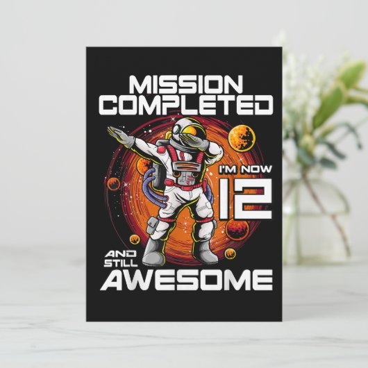 12e geboortedag Astronaut 12 jaar oude buitenruimt Save The Date (Staand voorkant)