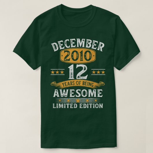 12e geboortedag T-shirt 12 jaar oud decreet op ge (Design voorkant)