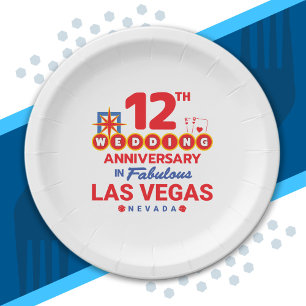 12e huwelijksverjaardag koppels Las Vegas reis Papieren Bordje