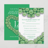 12e Jade bruiloft, hartslagkaart RSVP Kaartje (Voorkant / Achterkant)