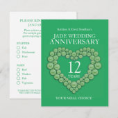 12e Jade Wedding Jubileum groene maaltijd keuze Informatiekaartje (Voorkant / Achterkant)