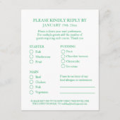 12e Jade Wedding Jubileum groene maaltijd keuze Informatiekaartje (Achterkant)