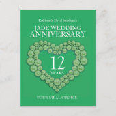 12e Jade Wedding Jubileum groene maaltijd keuze Informatiekaartje (Voorkant)