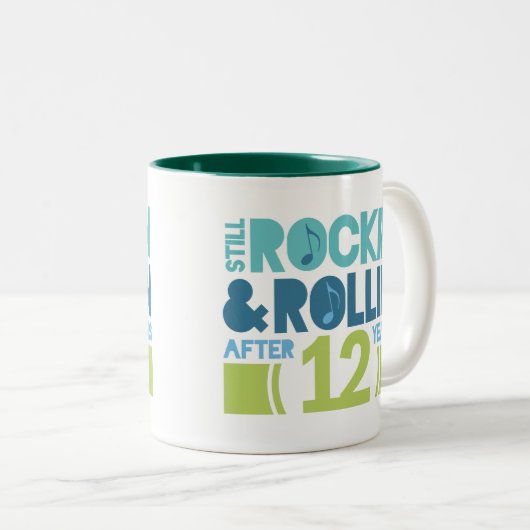 12e Jubileum bruiloft Tweekleurige Koffiemok (Voorkant rechts)