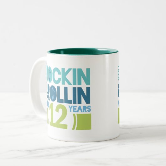 12e Jubileum bruiloft Tweekleurige Koffiemok (Voorkant links)