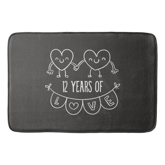 12e Jubileum Gift Chalk Hearts Badmat (Voorkant)
