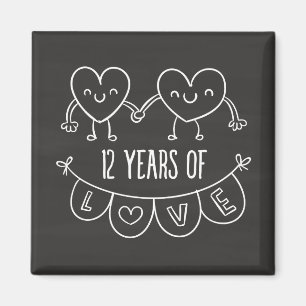 12e Jubileum Gift Chalk Hearts Magneet
