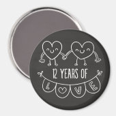12e Jubileum Gift Chalk Hearts Magneet (Voorkant / Achterkant)