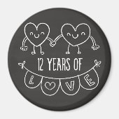 12e Jubileum Gift Chalk Hearts Magneet (Voorkant)