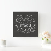 12e Jubileum Gift Chalk Hearts Vierkante Klok (Huis)