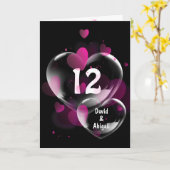 12e Jubileum hartbellen op zwart Kaart (Gele Bloem)