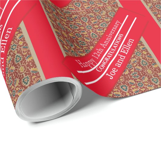 12e Jubileum, Jubileum zijde Cadeaupapier (Rol Hoek)