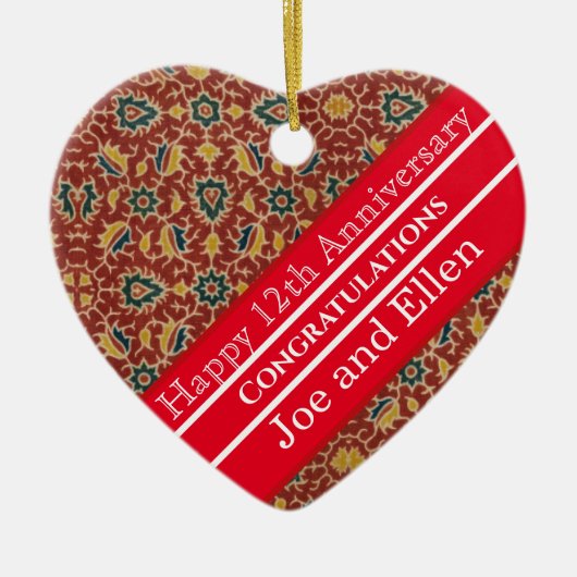 12e Jubileum, Jubileum zijde Keramisch Ornament (Voorkant)