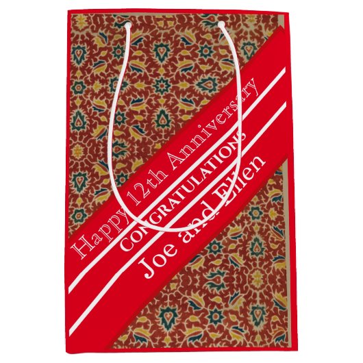 12e Jubileum, Jubileum zijde Medium Cadeauzakje (Voorkant)