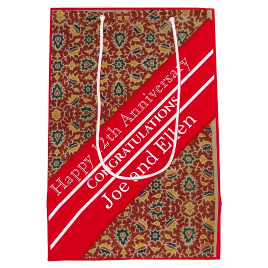 12e Jubileum, Jubileum zijde Medium Cadeauzakje (Achterkant)