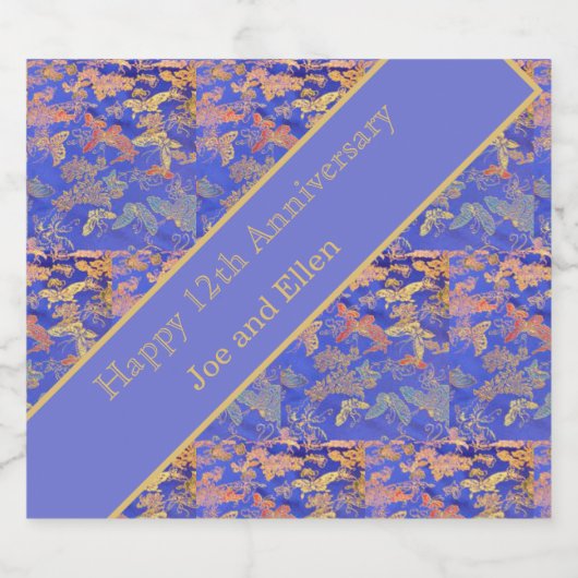 12e Jubileum, Jubileum zijde Sparkling Wijnetiket (Enkel label)