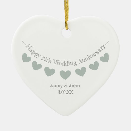 12e Jubileum met zijderupsen Keramisch Ornament (Voorkant)