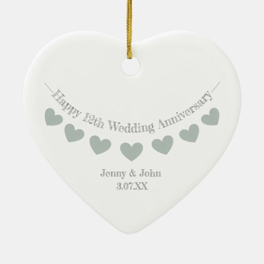 12e Jubileum met zijderupsen  Keramisch Ornament (Achterkant)