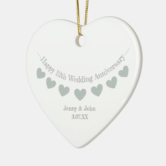 12e Jubileum met zijderupsen  Keramisch Ornament (Links)