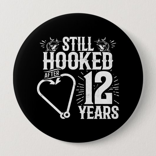 12e Jubileum paren gehuwd 12 jaar Ronde Button 4,0 Cm (Voorkant)