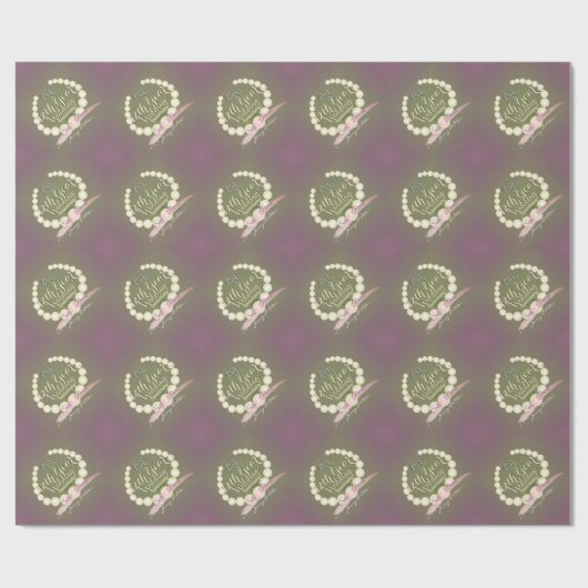 12e Jubileum Pearls en Plum Moss Cadeaupapier (Vlak)