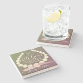 12e Jubileum van de bruiloft Zijde en Parels Stenen Onderzetter (Zijkant)