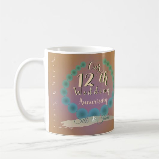 12e Jubileum  Zijde en koffie Mok (Links)