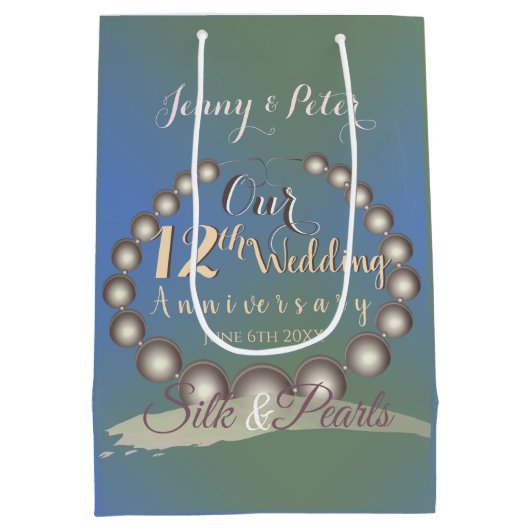 12e Jubileum zwarte parels Medium Cadeauzakje (Achterkant)