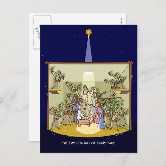 12e Kerstdag (12 Drummers) Briefkaart (Voorkant / Achterkant)