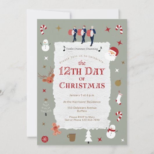 12e kerstdag Vintage Driekoningenfeest Kaart (Voorkant)