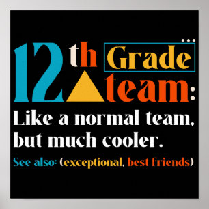 12e klas team als een normaal team, maar veel cool poster