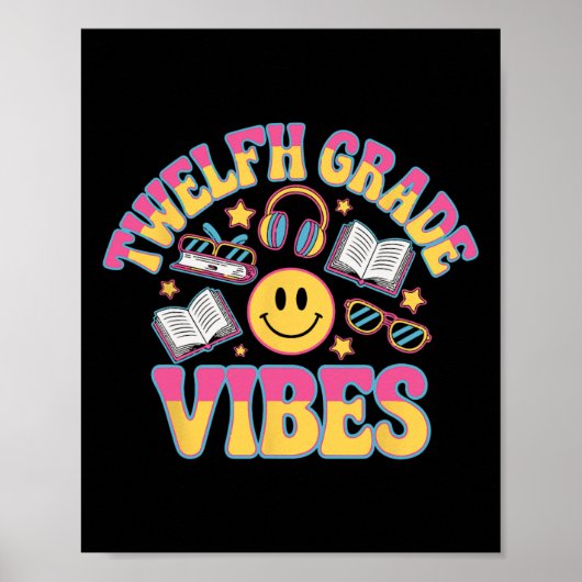 12e klas vibes twaalfde klas leraar Kind terug naa Poster (Voorkant)