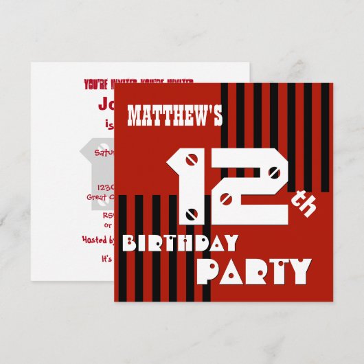 12e of enige verjaardag Moderne strepen T12Z Kaart (Voorkant / Achterkant)