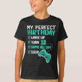 12e perfecte thuisgame 12 jaar oude gamer  t-shirt (Voorkant)