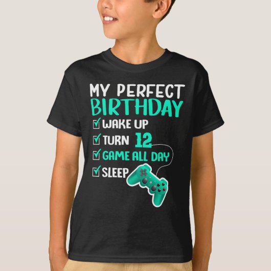 12e perfecte thuisgame 12 jaar oude gamer  t-shirt (Voorkant)