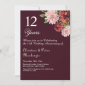 12e Silk Wedding Jubileum Bourgogne Bloemen Kaart (Voorkant)