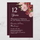 12e Silk Wedding Jubileum Bourgogne Bloemen Kaart (Voorkant / Achterkant)