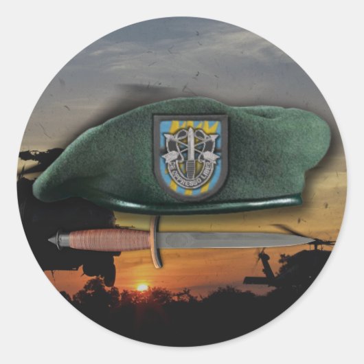 12e Special Forces sf sfg Green Berets Ronde Sticker (Voorkant)