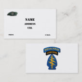 12e speciale strijdkrachten groep SF SFG Veterans Visitekaartje (Voorkant / Achterkant)