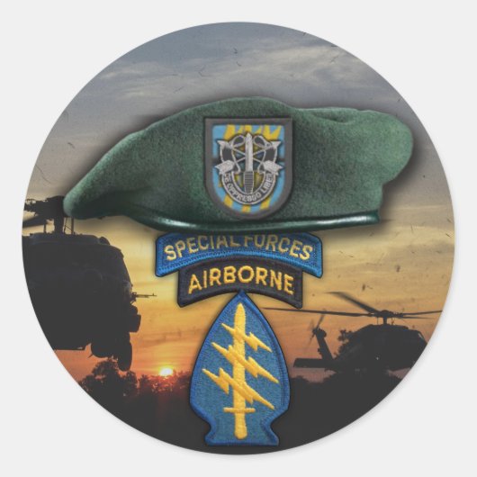 12e speciale troepenmacht sf Green Berets veterane Ronde Sticker (Voorkant)
