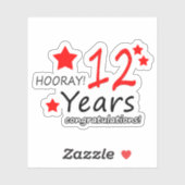 12e trouwdag - 12 jaar Verjaardag Sticker (Vel)