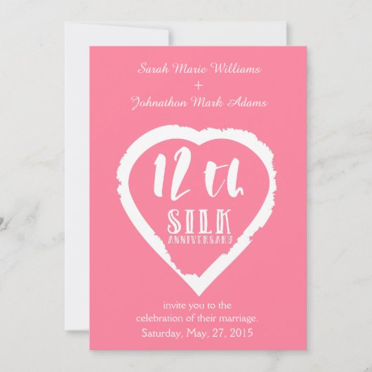 12e trouwdag zijde traditioneel kaart (Voorkant)