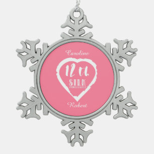 12e trouwdag zijde traditionele zijde tin sneeuwvlok ornament